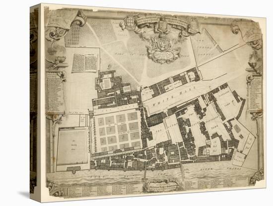 Survey and Ground Plot of the Royal Palace of Whitehall, 1680, with the Lodgings and Apartments…-null-Stretched Canvas