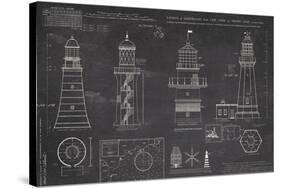 Survey of Lighthouses-The Vintage Collection-Stretched Canvas