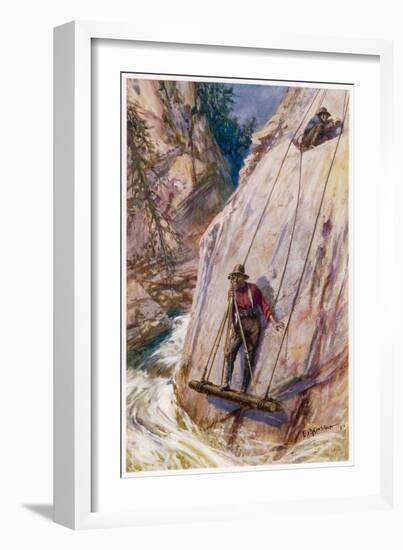 Surveying for a New Railway Line Through the Canadian Rockies-E.p. Kinsella-Framed Art Print