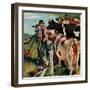 "Surveying the Cow Pasture", July 28, 1956-Amos Sewell-Framed Premium Giclee Print