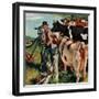 "Surveying the Cow Pasture", July 28, 1956-Amos Sewell-Framed Premium Giclee Print