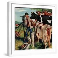 "Surveying the Cow Pasture", July 28, 1956-Amos Sewell-Framed Premium Giclee Print