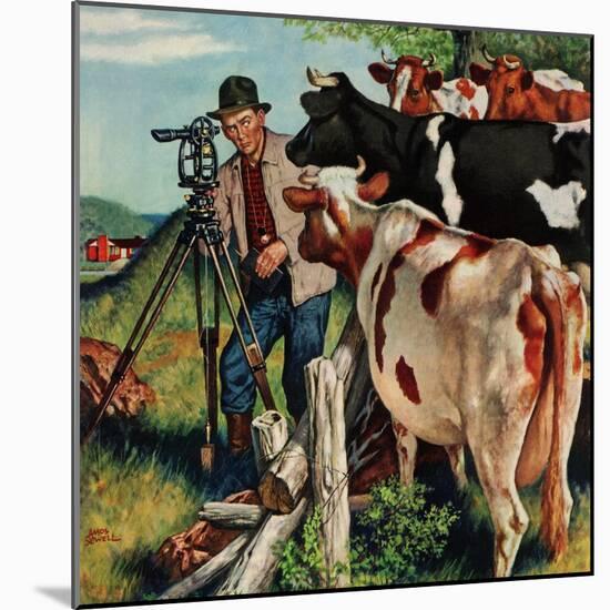 "Surveying the Cow Pasture", July 28, 1956-Amos Sewell-Mounted Premium Giclee Print