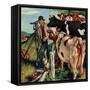 "Surveying the Cow Pasture", July 28, 1956-Amos Sewell-Framed Stretched Canvas
