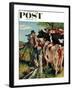 "Surveying the Cow Pasture" Saturday Evening Post Cover, July 28, 1956-Amos Sewell-Framed Giclee Print