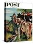 "Surveying the Cow Pasture" Saturday Evening Post Cover, July 28, 1956-Amos Sewell-Stretched Canvas