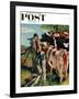 "Surveying the Cow Pasture" Saturday Evening Post Cover, July 28, 1956-Amos Sewell-Framed Giclee Print