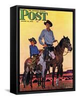 "Surveying the Ranch," Saturday Evening Post Cover, August 19, 1944-Fred Ludekens-Framed Stretched Canvas