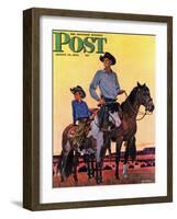 "Surveying the Ranch," Saturday Evening Post Cover, August 19, 1944-Fred Ludekens-Framed Giclee Print
