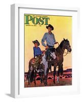 "Surveying the Ranch," Saturday Evening Post Cover, August 19, 1944-Fred Ludekens-Framed Giclee Print