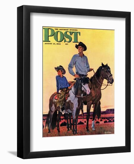 "Surveying the Ranch," Saturday Evening Post Cover, August 19, 1944-Fred Ludekens-Framed Premium Giclee Print
