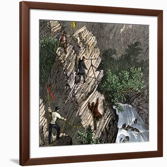 Surveying the Route for the Transcontinental Railroad Through Humboldt Pass, Sierra Nevada-null-Framed Giclee Print