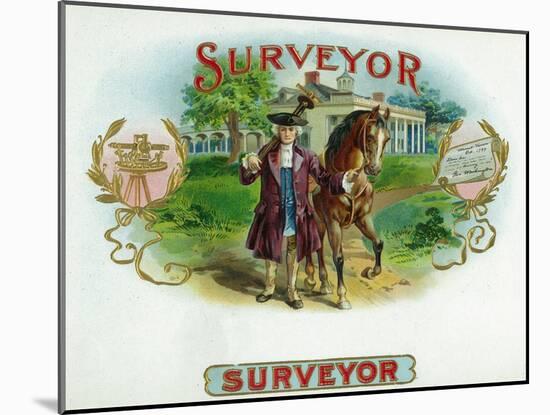 Surveyor Brand Cigar Box Label-Lantern Press-Mounted Art Print