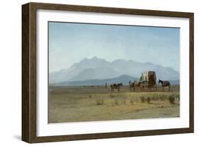 Surveyor's Wagon in the Rockies, C.1859 (Oil on Paper Mounted on Masonite)-Albert Bierstadt-Framed Giclee Print