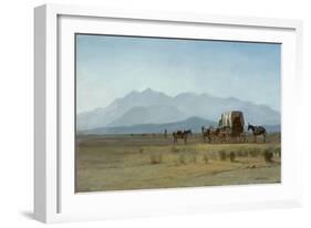 Surveyor's Wagon in the Rockies, C.1859 (Oil on Paper Mounted on Masonite)-Albert Bierstadt-Framed Giclee Print