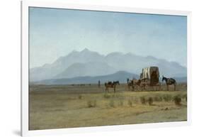 Surveyor's Wagon in the Rockies, C.1859 (Oil on Paper Mounted on Masonite)-Albert Bierstadt-Framed Giclee Print