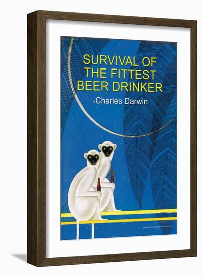 Survival of the Fittest Beer Drinker-null-Framed Art Print