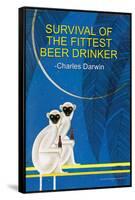 Survival of the Fittest Beer Drinker-null-Framed Stretched Canvas