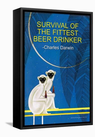 Survival of the Fittest Beer Drinker-null-Framed Stretched Canvas