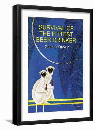 Survival of the Fittest Beer Drinker-null-Framed Art Print