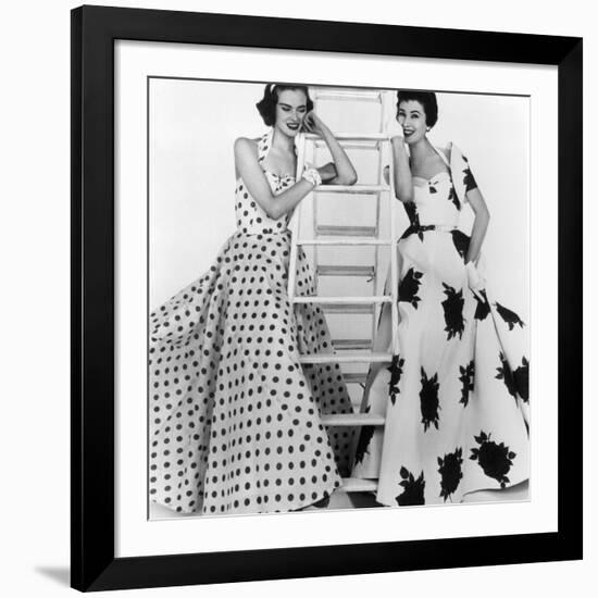 Susan Abraham in Brilkie Dress and June Clarke in Baker Sportswear, 1954-John French-Framed Giclee Print