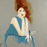 Redhead in Blue Dress with Dragonfly, 2016-Susan Adams-Giclee Print