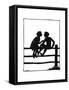 Susan and Dunderpate Sitting on the Fence-Mary Baker-Framed Stretched Canvas