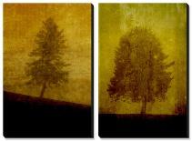 Lonesome Trees on Textured Yellow-Susan Bein-Stretched Canvas