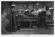 Men Working at Printing Presses Under the Glare of Electric Light-Susan Varley-Mounted Premium Giclee Print