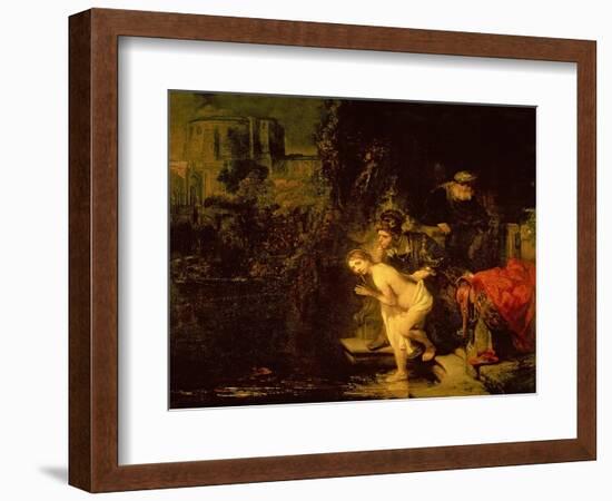 Susanna and the Elders, 1647 (Oil on Mahogany Panel)-Rembrandt van Rijn-Framed Giclee Print