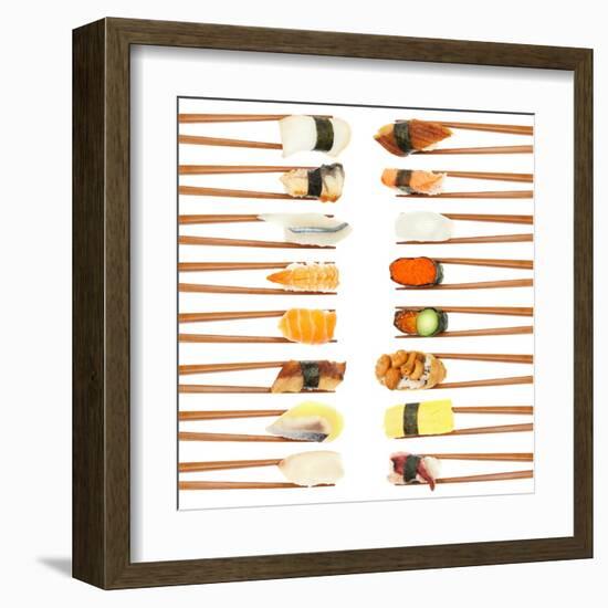 Sushi And Chopsticks-Rob Tek-Framed Art Print