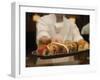 Sushi Chef Presents a Plate of Various Seafood Sushi, Japan, Asia-Aaron McCoy-Framed Photographic Print