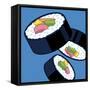 Sushi Rolls On Blue-Ron Magnes-Framed Stretched Canvas