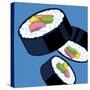 Sushi Rolls On Blue-Ron Magnes-Stretched Canvas