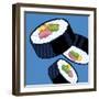 Sushi Rolls On Blue-Ron Magnes-Framed Giclee Print