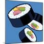 Sushi Rolls On Blue-Ron Magnes-Mounted Giclee Print