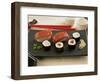 Sushi (Salmon Nigiri and Norimaki), Wasabi Cream and Pickled Sushi Ginger Slice, Japan-Nico Tondini-Framed Photographic Print