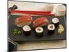 Sushi (Salmon Nigiri and Norimaki), Wasabi Cream and Pickled Sushi Ginger Slice, Japan-Nico Tondini-Mounted Photographic Print