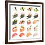 Sushi Set - Different Types Of Sushes Isolated On White Background-heckmannoleg-Framed Art Print