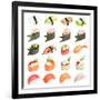 Sushi Set - Different Types Of Sushes Isolated On White Background-heckmannoleg-Framed Art Print