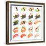 Sushi Set - Different Types Of Sushes Isolated On White Background-heckmannoleg-Framed Premium Giclee Print