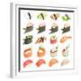 Sushi Set - Different Types Of Sushes Isolated On White Background-heckmannoleg-Framed Premium Giclee Print