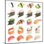 Sushi Set - Different Types Of Sushes Isolated On White Background-heckmannoleg-Mounted Premium Giclee Print