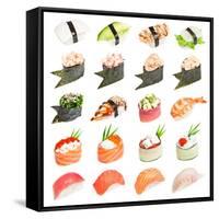 Sushi Set - Different Types Of Sushes Isolated On White Background-heckmannoleg-Framed Stretched Canvas