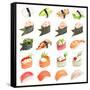 Sushi Set - Different Types Of Sushes Isolated On White Background-heckmannoleg-Framed Stretched Canvas