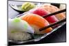 Sushi with Chopsticks-HLPhoto-Mounted Photographic Print