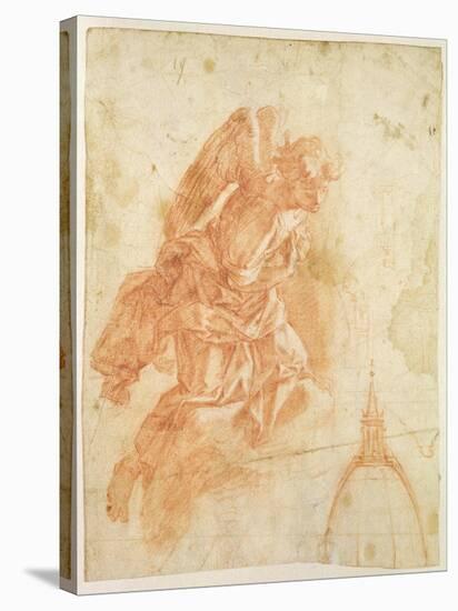 Suspended Angel and Architectural Sketch, c.1600-Bernardino Barbatelli Poccetti-Stretched Canvas