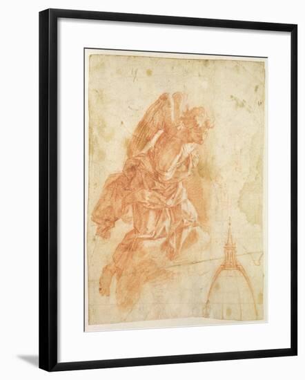 Suspended Angel and Architectural Sketch, c.1600-Bernardino Barbatelli Poccetti-Framed Giclee Print