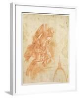 Suspended Angel and Architectural Sketch, c.1600-Bernardino Barbatelli Poccetti-Framed Giclee Print