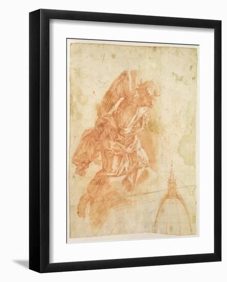 Suspended Angel and Architectural Sketch, c.1600-Bernardino Barbatelli Poccetti-Framed Giclee Print